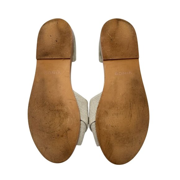 Vince Womens Sz 39 Beige Suede Canvas Crisscross Flat Sandals Summer Comfortable - Picture 9 of 13